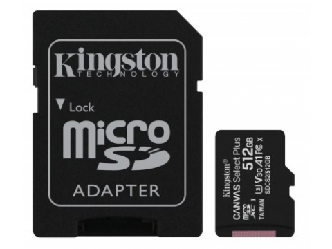 KINGSTON MICROSD 512GB CLASS10 CANVAS SELECT PLUS 100 MB/s