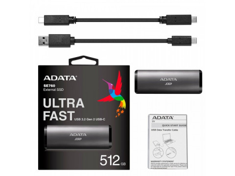 ADATA SSD EXTERNAL SE760 512G USB3.2-A/C TITANIUM