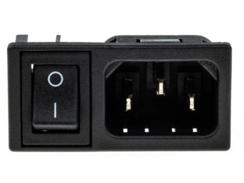 IEC C14 POWER SOCKET WITH TOGGLE SWITCH ON-OFF 250V 10A BLACK