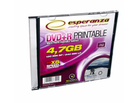 ESPERANZA; DVD+R MEDIJI; 4,7 GB white printable, slim box, 16x