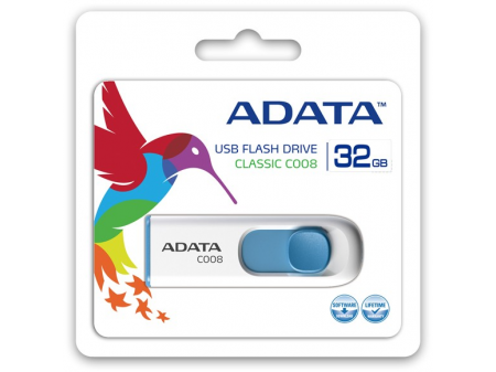 ADATA USB MEMORIJA 2.0 CLASSIC C008 32GB WHITE - BLUE