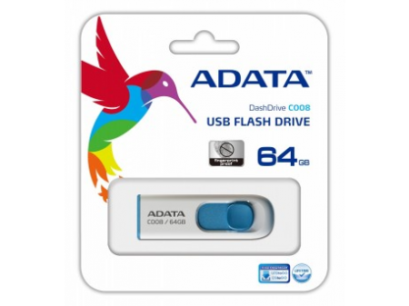 ADATA USB MEMORIJA 2.0 CLASSIC C008 64GB WHITE BLUE