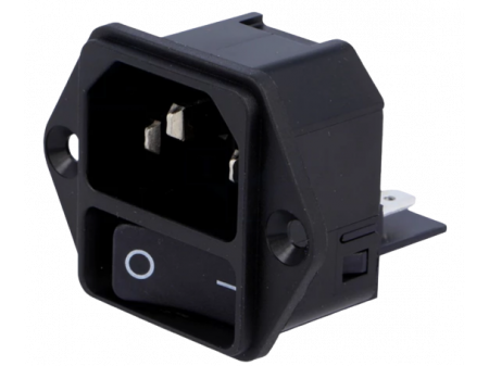 SCHURTER SOCKET PLUG WITH ON-OFF TOGGLE SWITCH AND FUSE 250V 12A BLACK