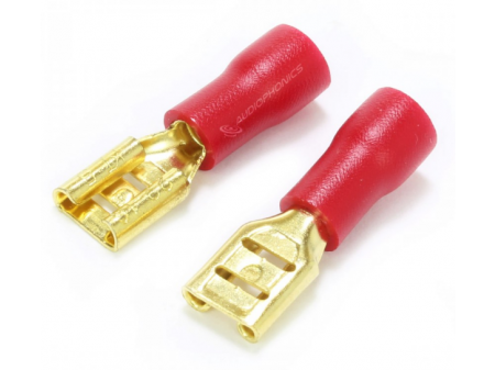 MUNDORF 4.8G INSULATED FEMALE BLADE TERMINAL GOLD PLATED 4.8MM 0.5-1.5MM2 RED (X10)