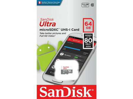SANDISK MEMORIJSKA KARTICA ULTRA MICROSDXC 64GB 100MB/S UHS-I CLASS 10
