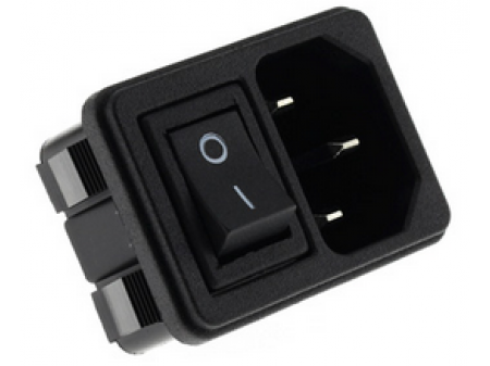 IEC C14 PLUG WITH ON-OFF TOGGLE SWITCH AND FUSE 250V 10A BLACK