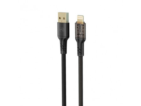 TELLUR USB TO LIGHTNING CABLE, TRANSPARENT SERIES, 2.4A, 1M, BLACK