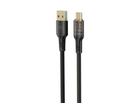 TELLUR USB TO USB-C CABLE, TRANSPARENT SERIES, 3A, 1M, BLACK