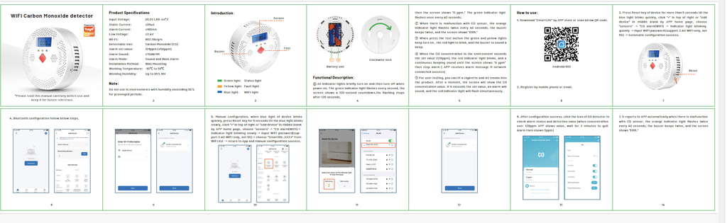 TUYA WIFI SMART MOBILE APP CO DETECTOR ALARM, DETEKTOR UGLJIČNOG MONOKSIDA PST-CO400A