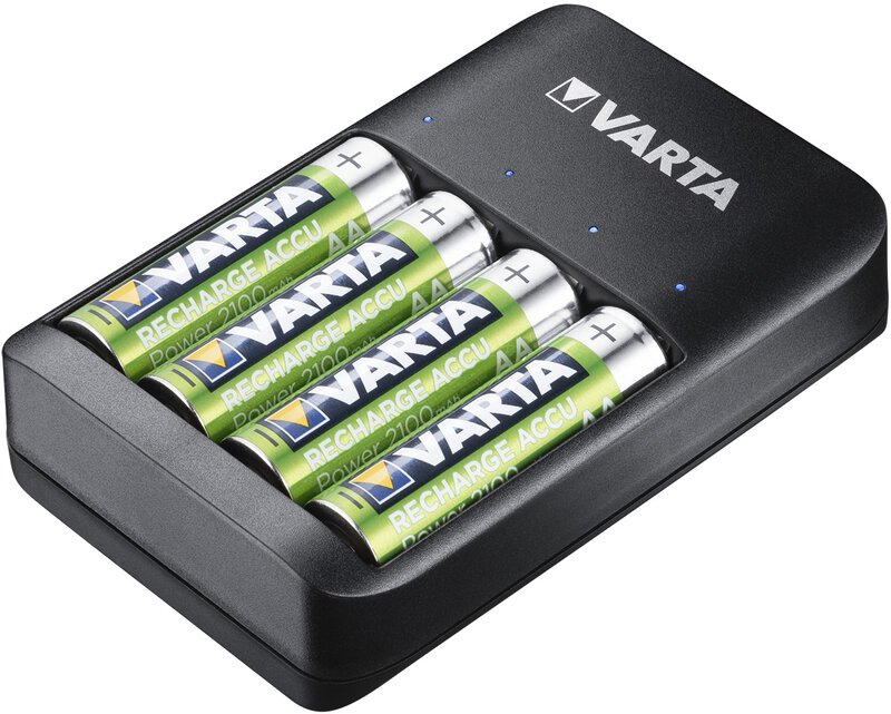 PUNJAČ BATERIJA NI-MH VARTA QUATRO 57652 + 4 PUNJIVE BATERIJE VARTA 2100 MAH AA