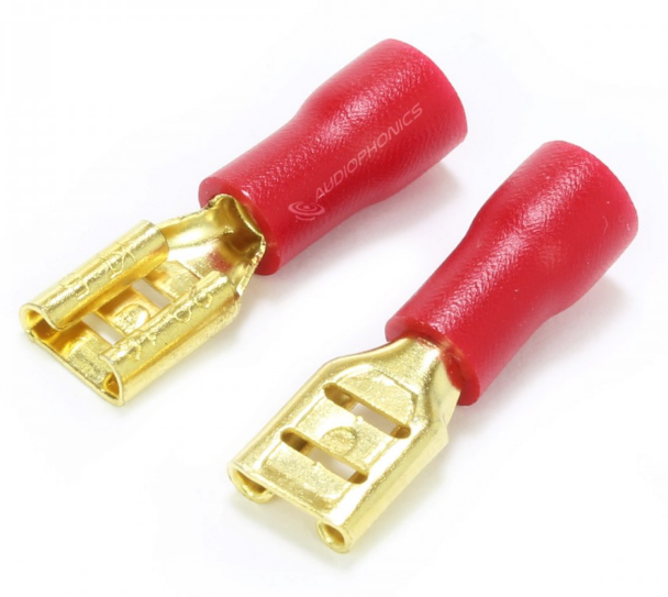 MUNDORF 4.8G INSULATED FEMALE BLADE TERMINAL GOLD PLATED 4.8MM 0.5-1.5MM2 RED (X10)