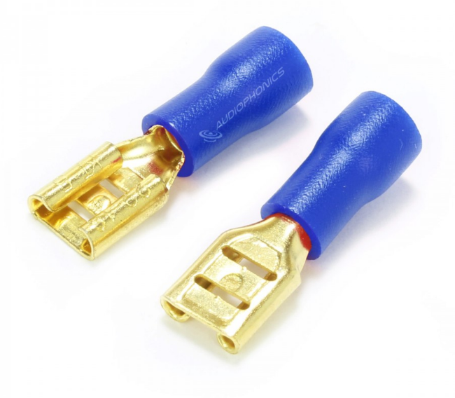 MUNDORF 4.8G INSULATED FEMALE BLADE TERMINAL GOLD PLATED 4.8MM 0.5-1.5MM2 BLUE (X10)
