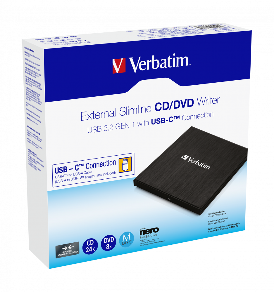 VERBATIM SLIMLINE  PORTABLE CD/DVD-WRITER