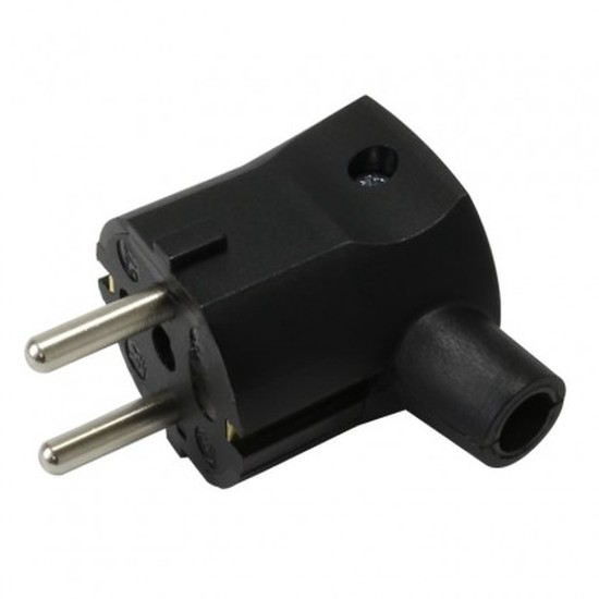 SCHUKO TYPE E/F POWER CONNECTOR ANGLED 250V 16A Ø9.5MM CRNI