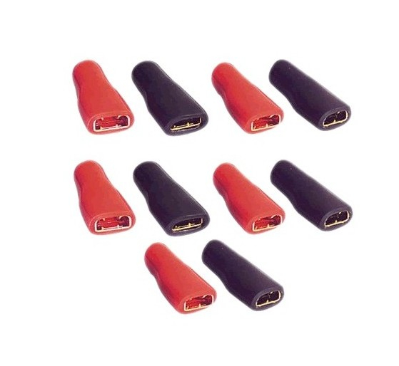 INSULATED FEMALE BLADE TERMINAL GOLD PLATED 6.3mm 1.5-3.4mm² BLACK/RED (x10)
