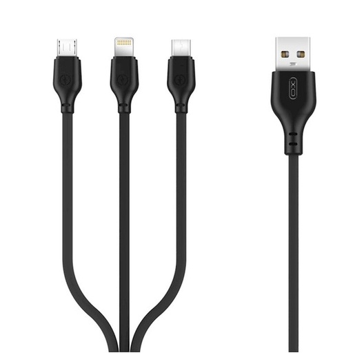 XO KABEL NB103 3U1 USB - LIGHTNING + USB-C + MICROUSB 1,0M  2,1A