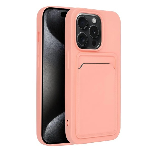 ZADNJA MASKICA CARD CASE ZA IPHONE 15 PRO RUŽIČASTA