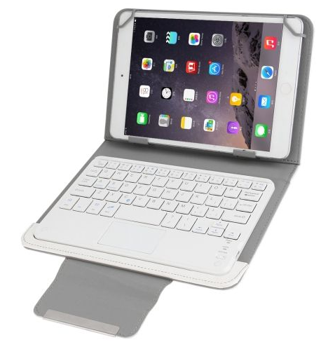 TORBICA PREKLOPNA KOŽNA ZA TABLET 9.7-10.1&quot; S BLUETOOTH TIPKOVNICOM, BIJELA (NEMA HR ZNAKOVA)