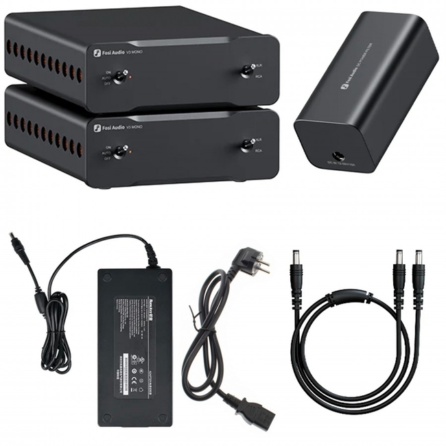 FOSI AUDIO V3 MONO COMBO PACK 2x MONO POJAČALA + REDUKTOR ŠUMA NAPAJANJA + POWER ADAPTER