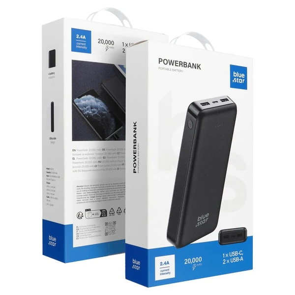 BLUE STAR POWERBANK 20000 MAH 2.1A W2015 CRNI