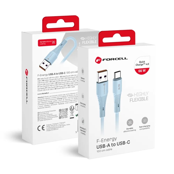 FORCELL F-ENERGY C342 KABEL USB A NA TIP C QC4.0 3A 66W 1 M PLAVI