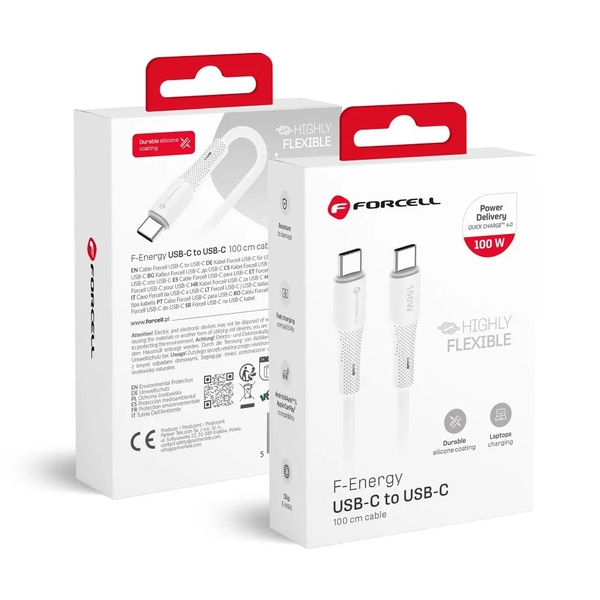 FORCELL F-ENERGY C347 KABEL USB C NA TIP C QC4.0 PD 5A 100W 1 M BIJELI