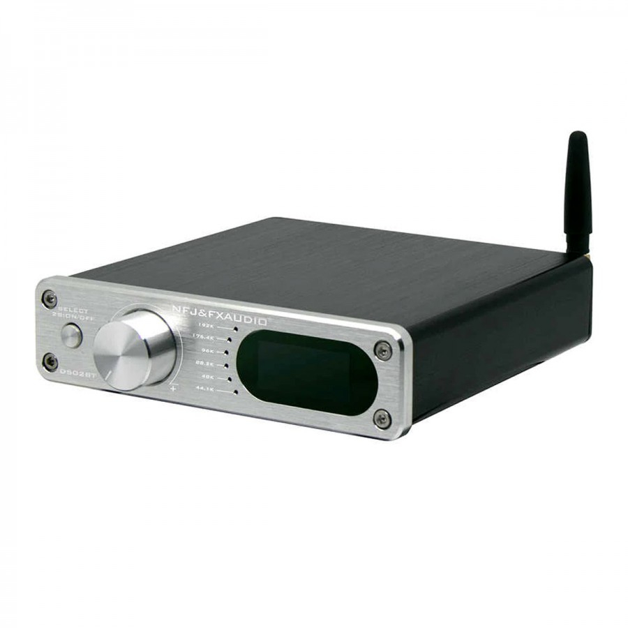 FX-AUDIO D502BT POJAČALO 2X60W/4OHM, SUBWOOFER OUTPUT, DAC, BLUETOOTH 5.0, COAXIAL, OPTICAL, USB ULAZI, REMOTE SILVER