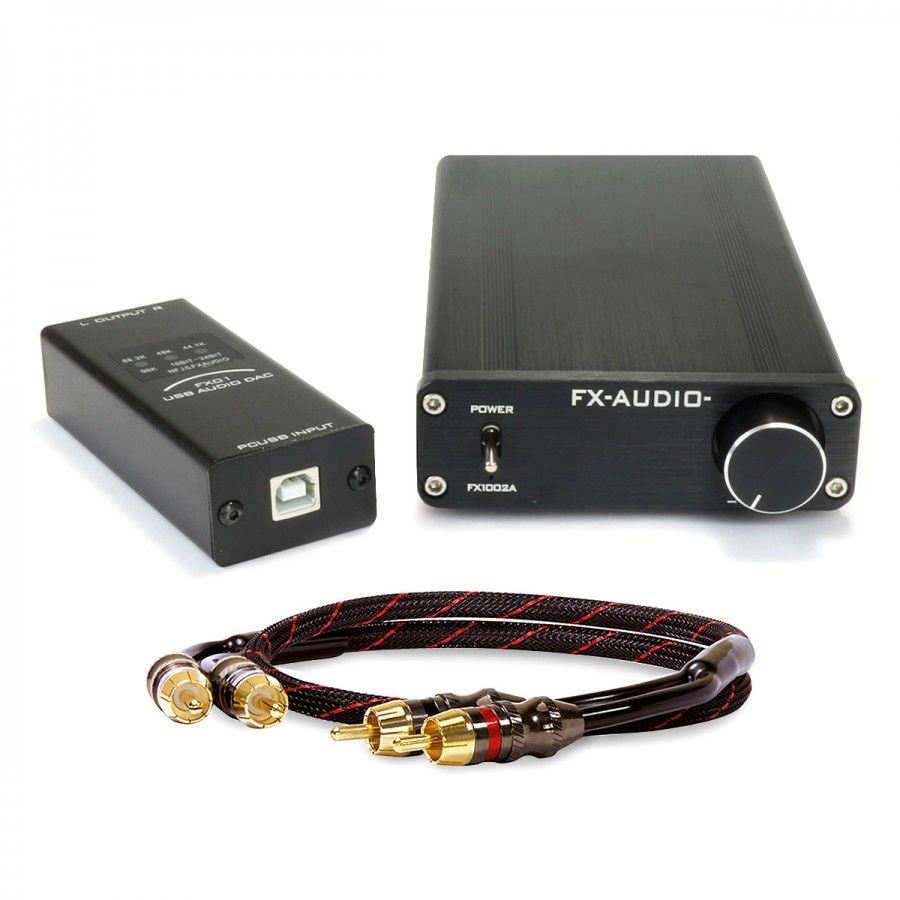 FX-AUDIO FX1002A 2x125W POJAČALO 4Ohm &amp; FX-AUDIO FX01 USB DAC &amp; DYNAVOX RCA KABEL SET