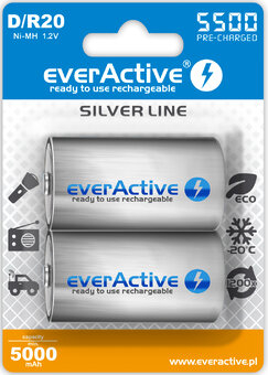 EVER ACTIVE R20 PUNJIVA BATERIJA 5500MAH 2KOM