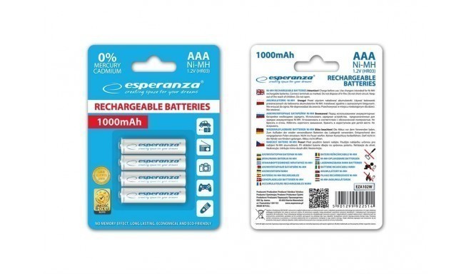 ESPERANZA PUNJIVE BATERIJE EZA102W  4 x R03 1000 mAh Ni-H