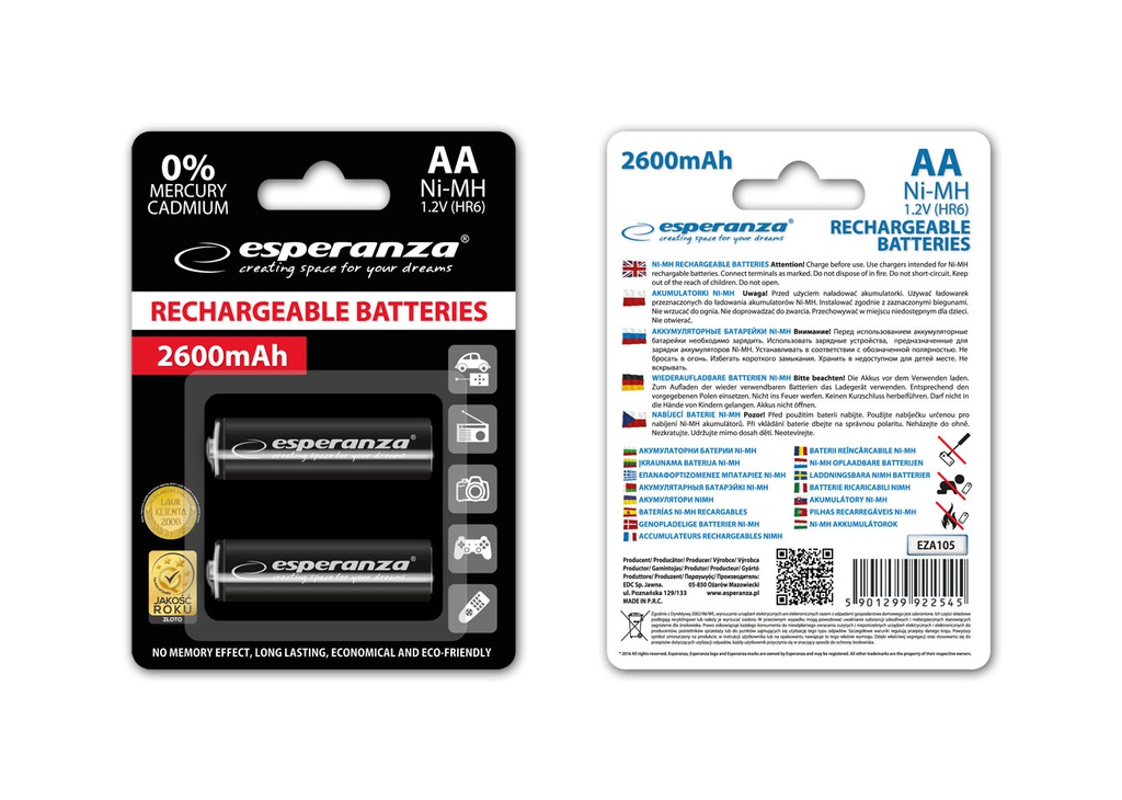 ESPERANZA PUNJIVE BATERIJE EZA105  2 x  AA 2600 mAh Ni-MH