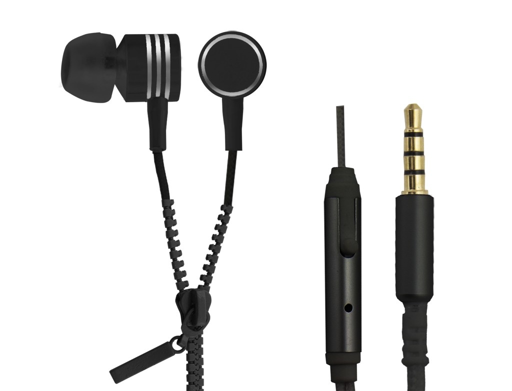 ESPERANZA SLUŠALICE ZIPPER WITH MICROPHONE BLACK