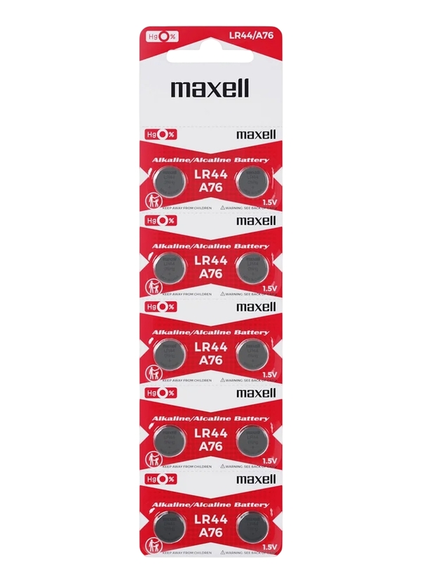 MAXELL; DUGMASTA BATERIJE LR44, A76 blister 10 KOMADA