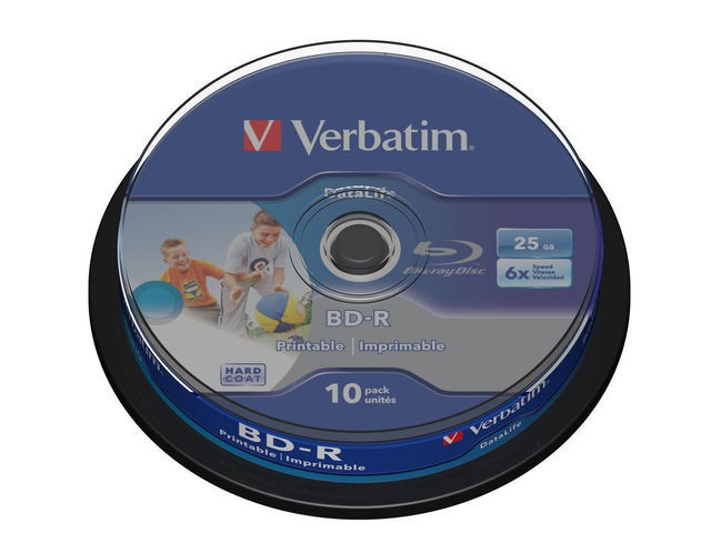 VERBATIM BD-R 6x 25GB 10PCS CB DATALIFE PRINTABLE
