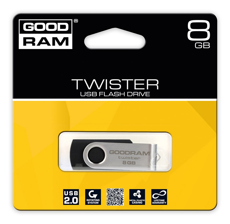 GOODRAM TWISTER USB MEMORIJA 8GB USB2.0 BLACK