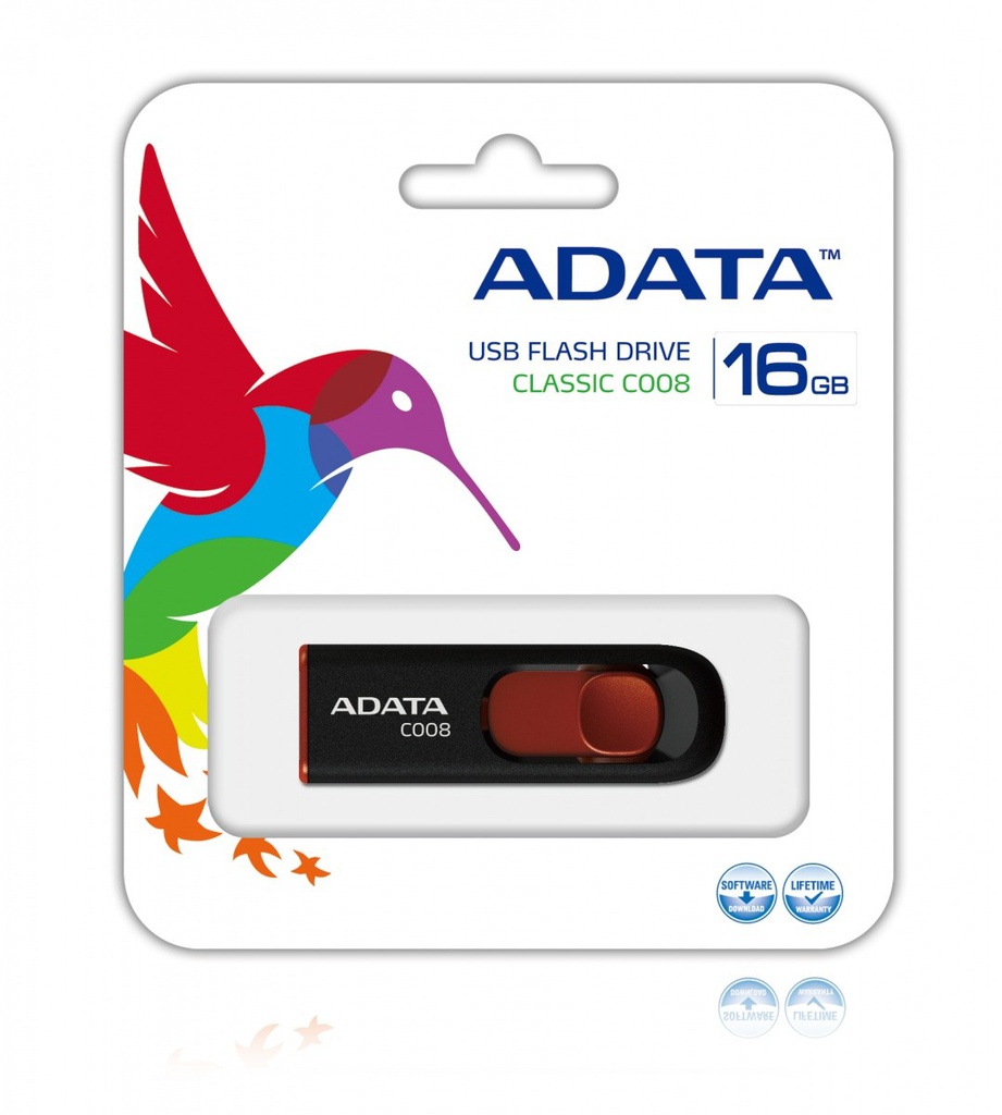 ADATA USB MEMORIJA 2.0 CLASSIC C008 16GB BLACK-RED