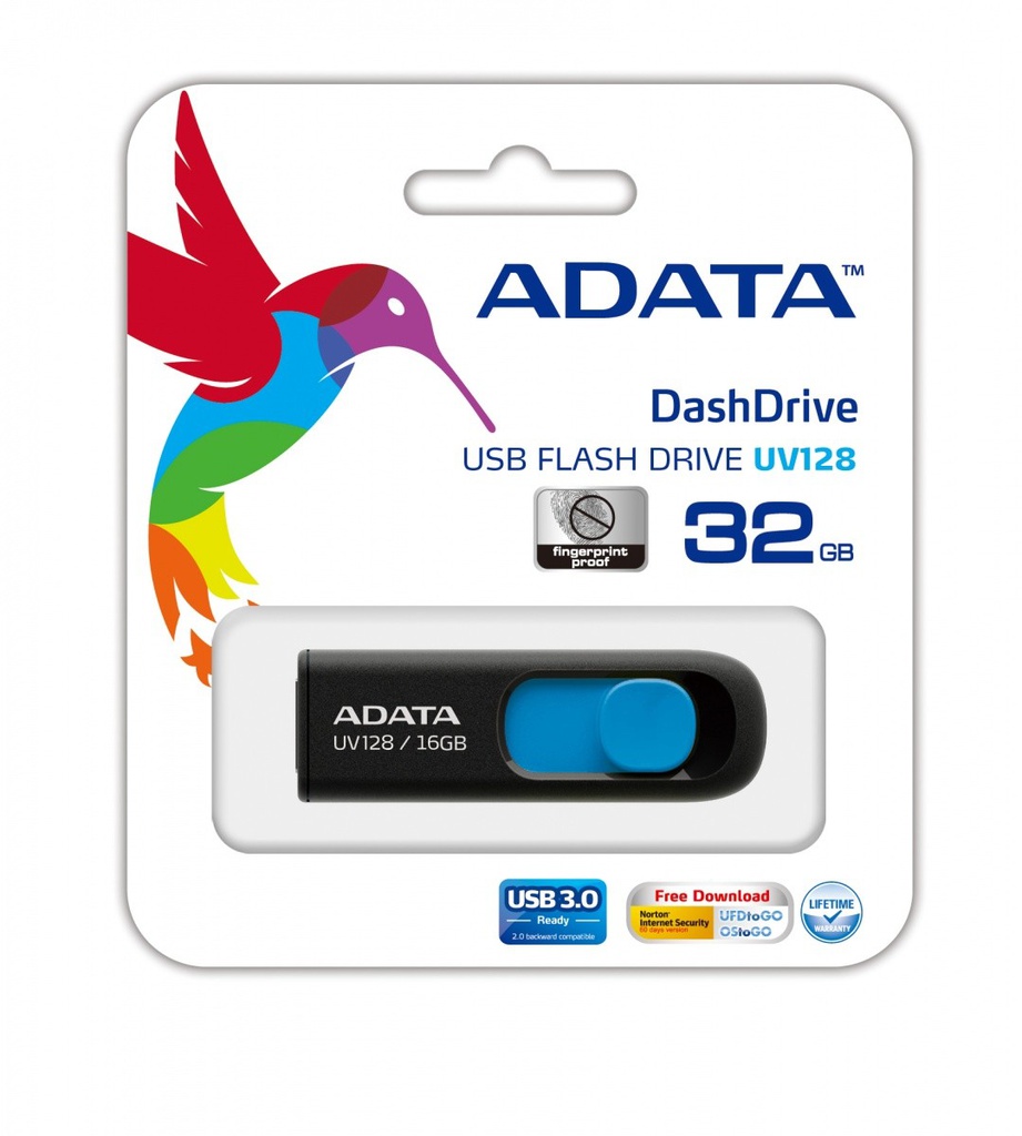 ADATA DASHDRIVE UV128 32GB USB3.2 Black-Blue 40MB / 25MB
