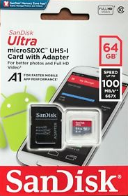SANDISK ULTRA microSDXC 64GB 100MB/s A1 + ADAPTER SD