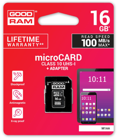 GOODRAM  M1AA-0160R12 MEMORIJSKA KARTICA 16GB CLASS 10 + ADAPTER