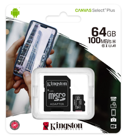 KINGSTON MICROSD 64GB CLASS10 CANVAS SELECT PLUS 100 MB/s