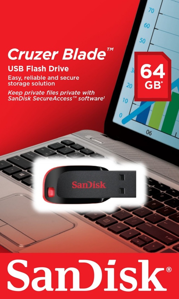 SANDISK USB 2.0 MEMORIJA CRUZER BLADE 64GB BLACK/RED