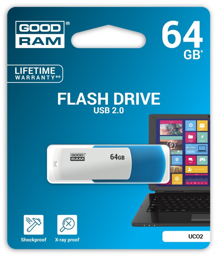 GOODRAM USB MEMORIJA COLOR MIX 64GB USB2.0 WHITE/BLUE