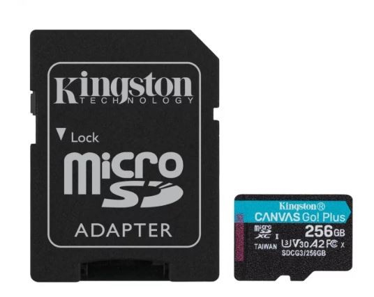 KINGSTON MICROSD 256GB CANVAS GO PLUS 170 MB/s + ADAPTER
