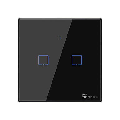 SONOFF T3EU2C-TX, SMART WI-FI APP i RF REMOTE SKLOPKA ZA SVJETLO, CRNA, 2 GRUPE TROŠILA