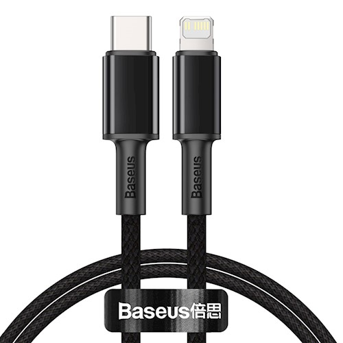 BASEUS KABEL HIGH DENSITY PD USB-C - LIGTNING 2m 20W BLACK