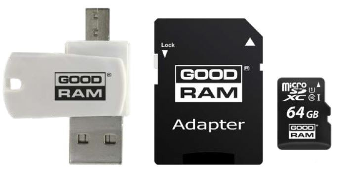 GOODRAM ČITAČ KARTICA microSDHC 64GB CL10 + adapter + card reader