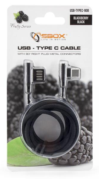 KABEL SBOX USB-&gt;TYPE-C 90 M/M 1,5M CRNI USB-C-90-B