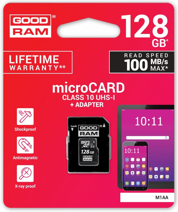 GOODRAM MEMORIJSKA KARTICA MICROSD 128GB CLASS 10 + ADAPTER