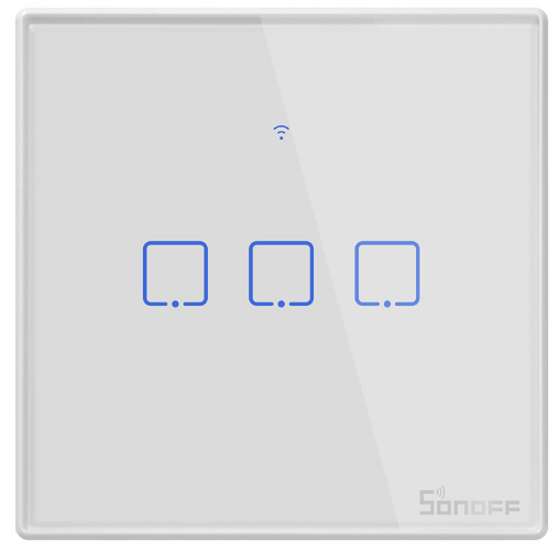 SONOFF T2EU3C-TX, SMART WI-FI APP i RF REMOTE SKLOPKA ZA SVJETLO, BIJELI, 3 GRUPA TROŠILA