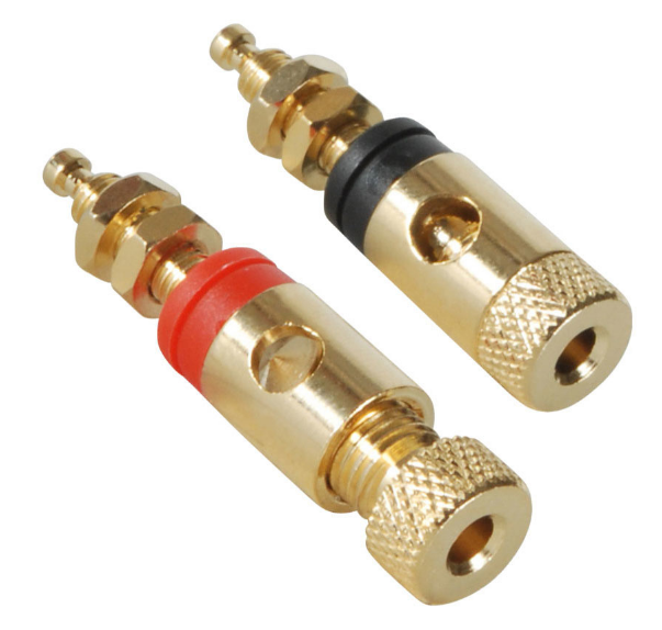 BUKSNA, TERMINAL KONEKTOR ZA ZVUČNIKE, BANANA UTIČNICA  GOLD PLATED BINDING POSTS 4.8mm (PAR)